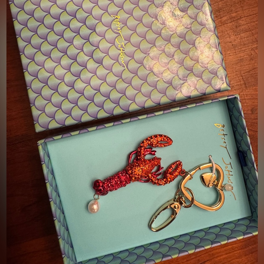 Betsey Johnson Sparkling Red Lobster Keychain / Bagcharm NIB